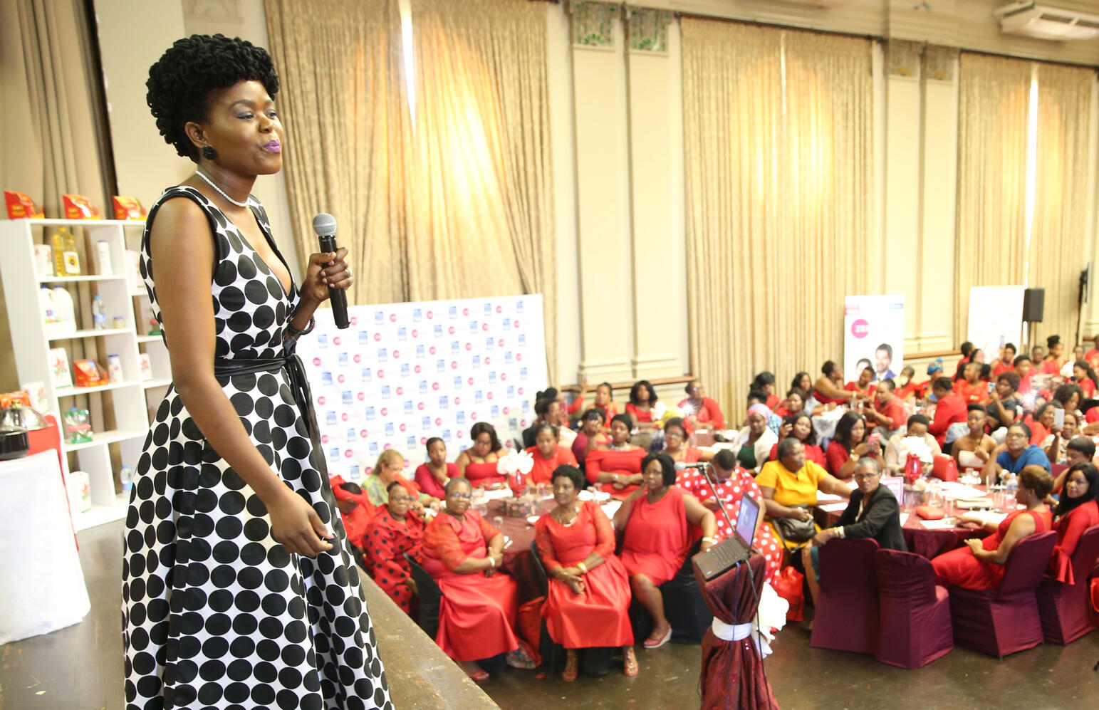 Corporate gala with speaker on stage